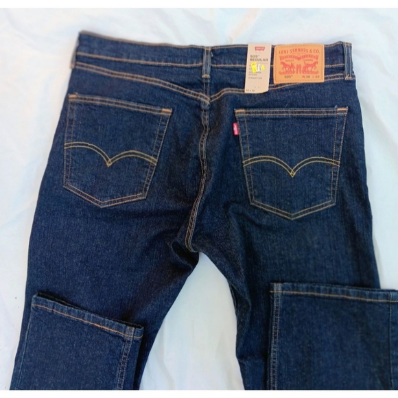LEVI'S 505 STRAIGHT LEG MEN'S JEANS PANTS BLUE SIZE 36 - Picture 4 of 6